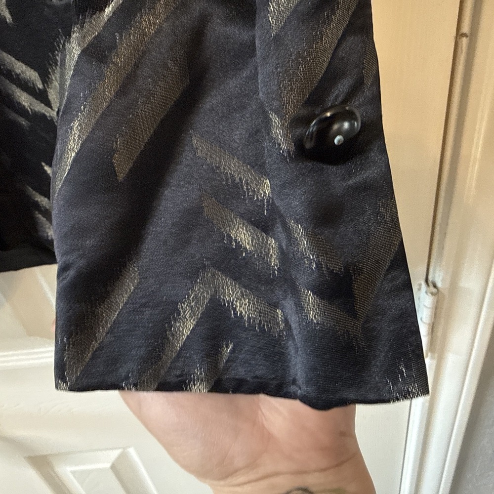 Vintage Achille Dattilo Blazer Jacket Black Gold Chevron Shoulder Pads Retro 6 - Picture 3 of 8